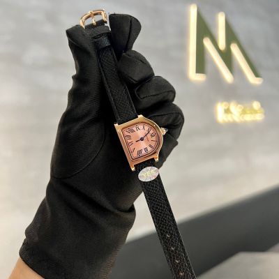 Cartier Cloche 30/24MM Pink Dial Black Bracelet Women Watch
